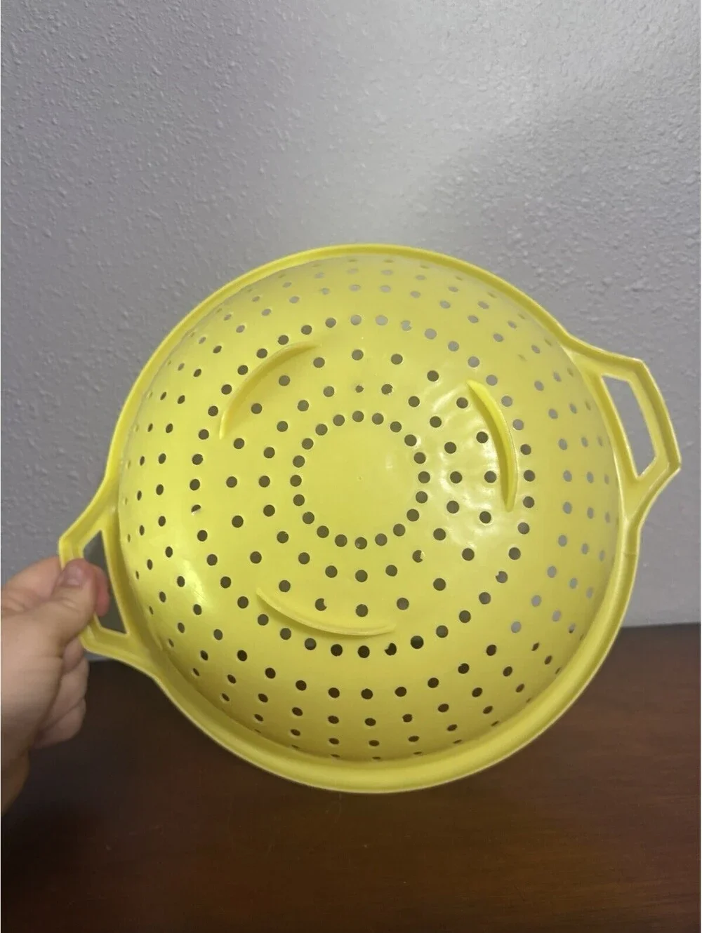 Vintage Yellow Colander Strainer 10”